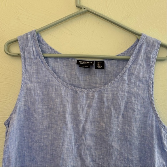 Woman’s Jones New York Linen Sleeveless Blouse Blue Size L Summer Travel - Picture 4 of 4